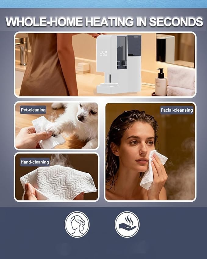Fully Automatic Smart Hot Towel Dispenser, 60/120/180 PCS Towel Refills Options, Upgraded Smart Hot Facial Towel Warmer for Bathroom,131°F Constant Temperature,5-Second Warming (White B (20 towels)*1)
