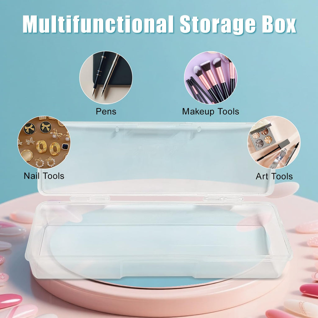 Plastic Nail Storage Manicure Tool Box, 4PCS Storage Personal Box Nail Implement Storage Box Organizer Case Box for Nail Art Pedicure Supply (Clear-4pcs, Small)