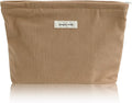 Wudygirl Corduroy Makeup Bag Cosmetic Bag for Women Cute Makeup Organizer Travel Makeup Pouch Toiletry Bag Aesthetic Handbag Pouches for Purse with Zipper (Camel)