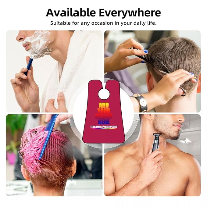 Personalized Custom Beard Bib Apron Design Your Photo Text Logo Beard Hair Catcher Non-Stick Beard Shave Capes for Trimming Shaving Fuchsia