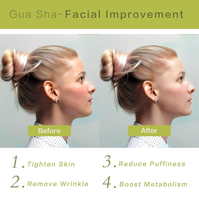 Gua Sha Facial Tools, Jade Guasha Tool for Face & Eye, Puffiness Reducing & Jawline Sculpting Face Stone Gua Sha Tools for Skin Care Woman GuaSha Stone Tool, Light Green