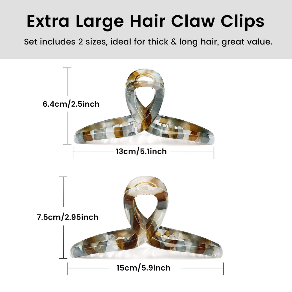 Large Butterfly Hair Claw Clips with Long Thick Hair Big 5.1" Ripple Clips Hair Accessories for Women Girls Gifts 2 Pcs