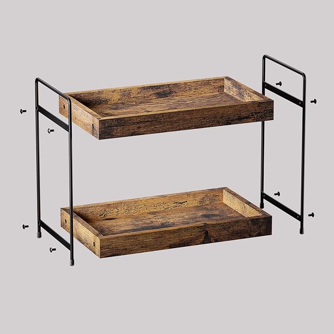 SANRETAHO 2-Tier Wood Bathroom Counter Organizer, Kitchen Spice Rack