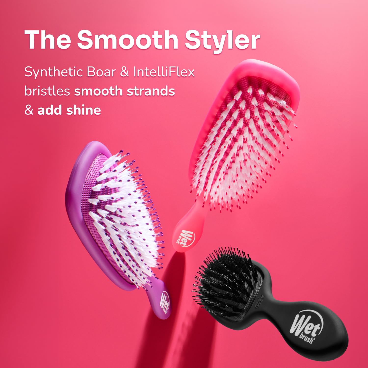 Wet Brush Shine Enhancer Paddle Hair Detangler Brush with Soft & Natural Boar Bristles | Infused with Argan Oil for Smooth, Shiny Hairs | Gentle on Wet or Dry and All Hair Types