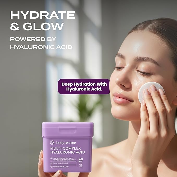Body Restore Bakuchiol Toner Pads – Fathers Day Gift for Dad, Korean Skin Care, Face Wipe with Niacinamide and Hyaluronic Acid, Birthday Gifts for Women and Men