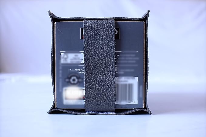 Tissue Box Cover Holder, Square with Bottom Belt by Carrot's Den - PU Leather Decorative Organizer for Tabletop, Bathroom, Car, Office | Pastel Gray