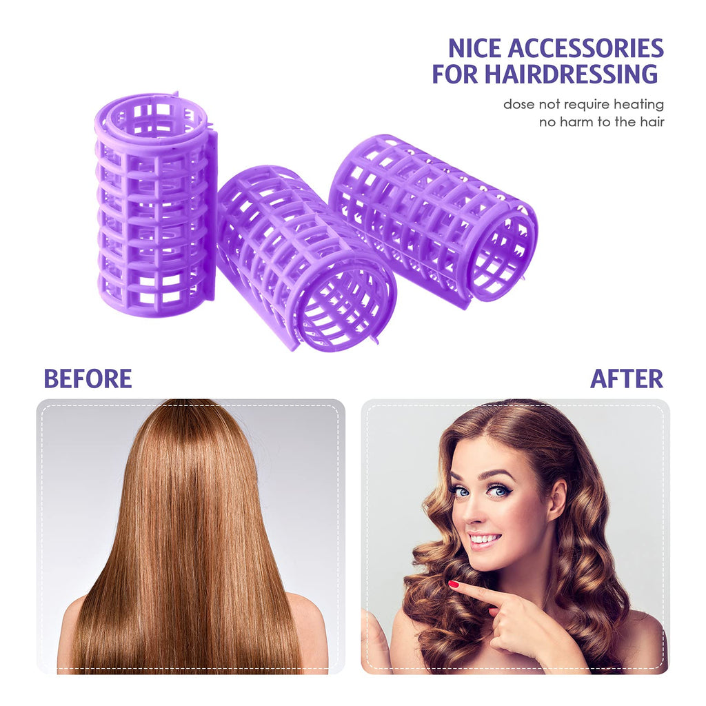 Syhood 12 Pcs Hair Rollers for Women, 2.6 X 1.4 Inch Curlers, Purple