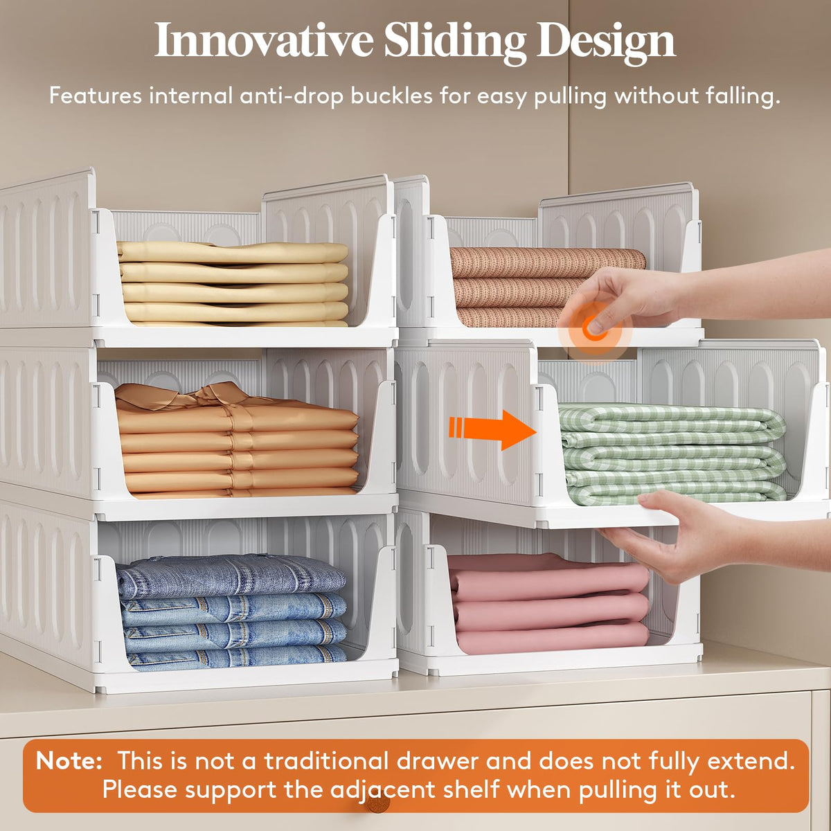 Lifewit Stacking Closet Organizers Shelf for Clothes 6 Pack 16.1" Depth