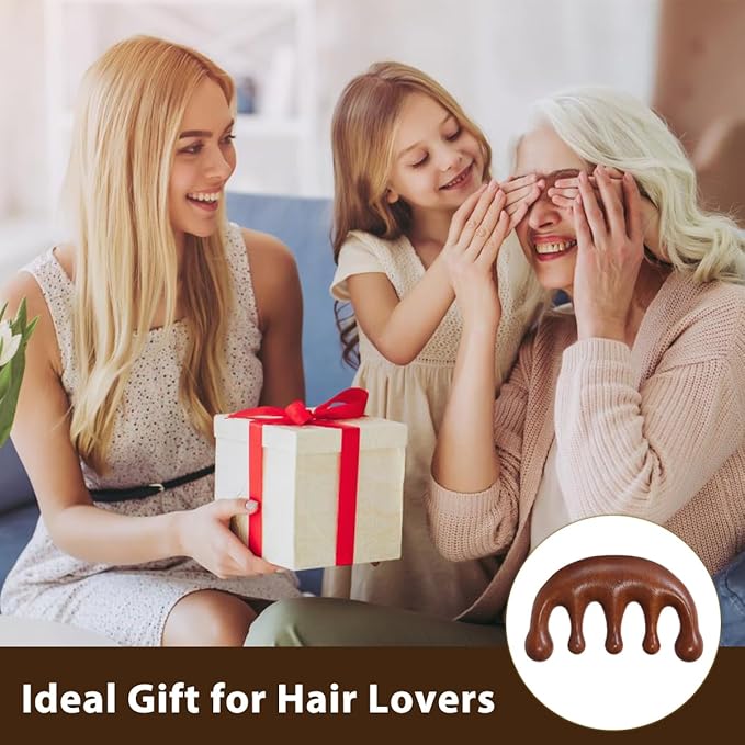 Wooden Scalp Massager, Scalp Massager Hair Growth Comb for Scalp Gua Sha (Sandalwood)