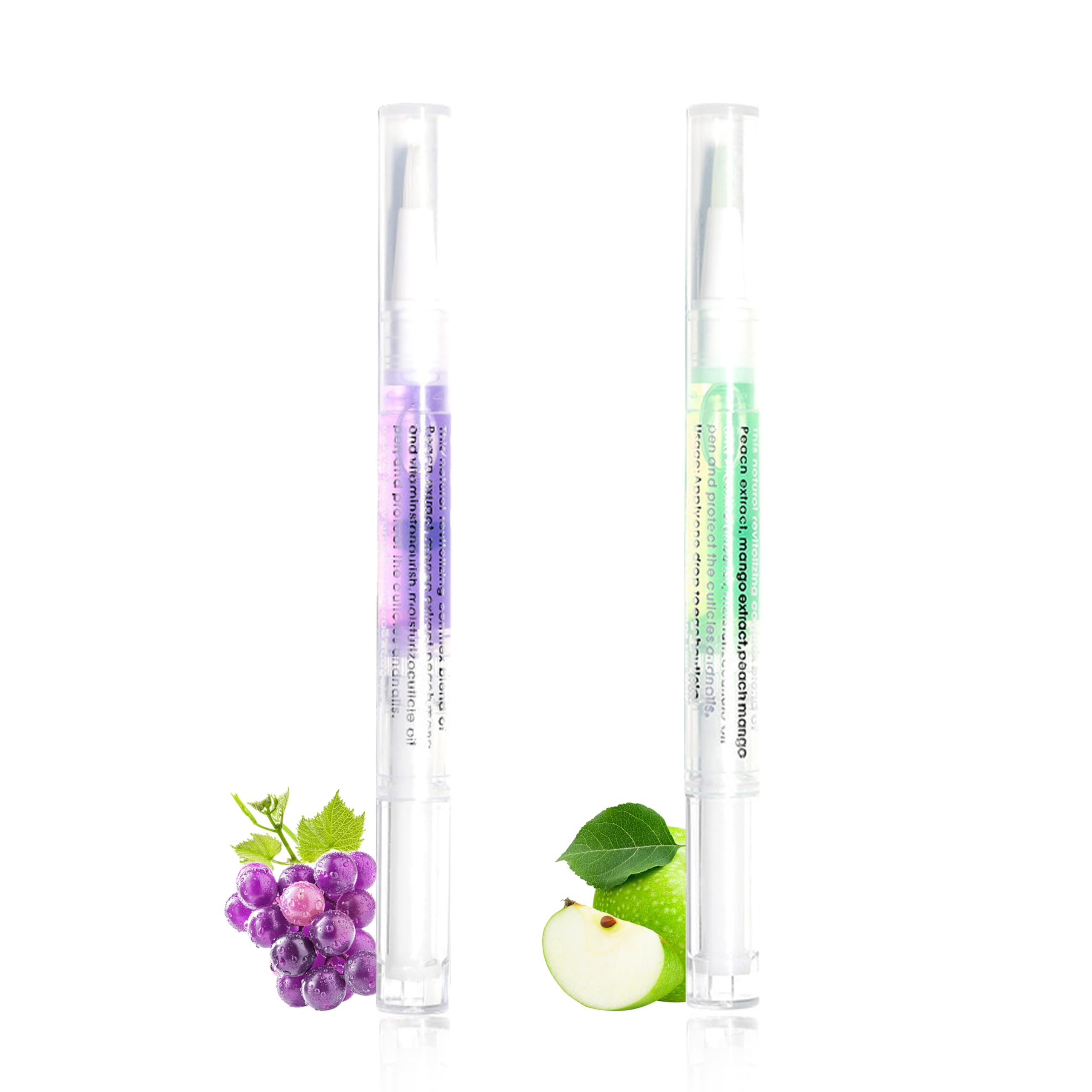 SULLMAR 2Pcs Nail Cuticle Oils Nutrition Oil Pen Nourishment Pens 2 Smell Cuticle Revitalizer for Agnail Nourish Skin Nails Care (Apple&Grap)