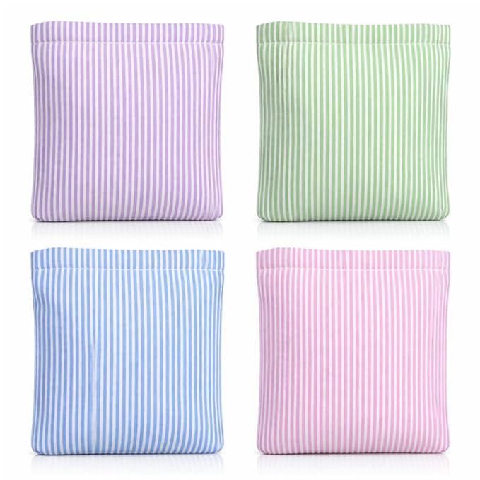 Abbylike 4 Pcs Small Makeup Bag Corduroy Cosmetic Pouch with Zipper Portable Little Bags for Purse Mini Pouch Cute Makeup Purse for Coin Essentials Items Women (Striped)