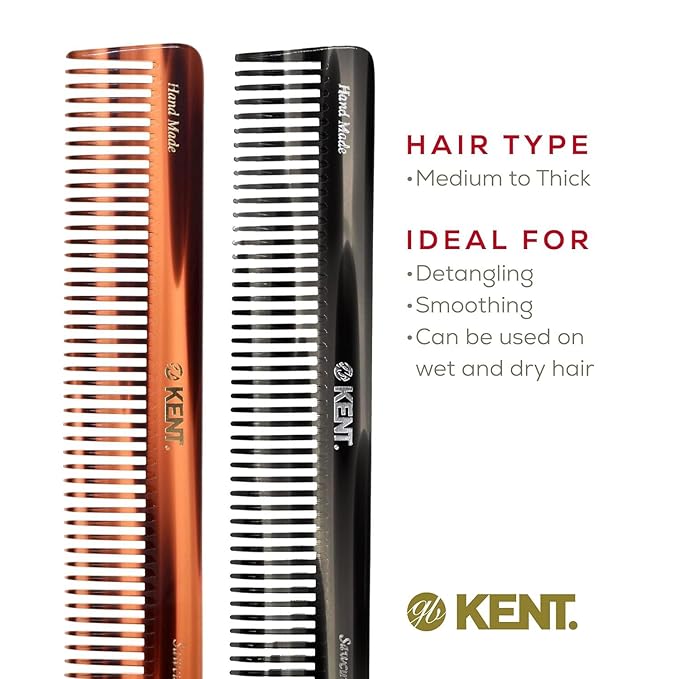 Kent 92T-92 G Wide Tooth Women’s Detangler Comb for Curly, Wavy, and Thick Hair – Ideal for Use on Wet Hair – Gentle, Shower Comb for – Anti-Static, Smooth - Styling Tool by Kent
