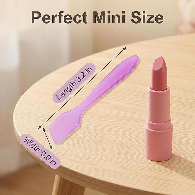 100 Pcs 3.2 Inch Mini Cosmetic Spatulas, Disposable Plastic Frosted Purple Makeup Spatula for Facial Skincare & Face Mask