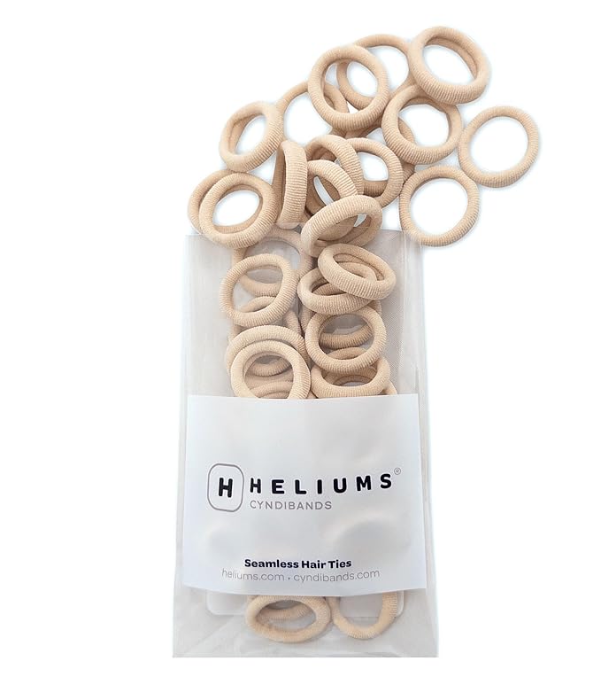 Heliums Extra Small Hair Ties No Damage - Light Blonde - Mini 0.7 Inch Tiny Soft Seamless Hair Bands for Toddlers, Braids, Kids Ponytails- 40 Count