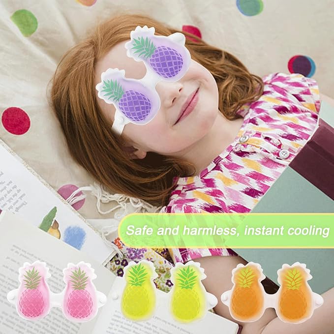 Pineapple Gel Eye Mask for Kids - Reusable Cold/Hot Compress, Adjustable Strap, BPA-Free & Hypoallergenic, Soothing Relief for Eye Fatigue (Pink)