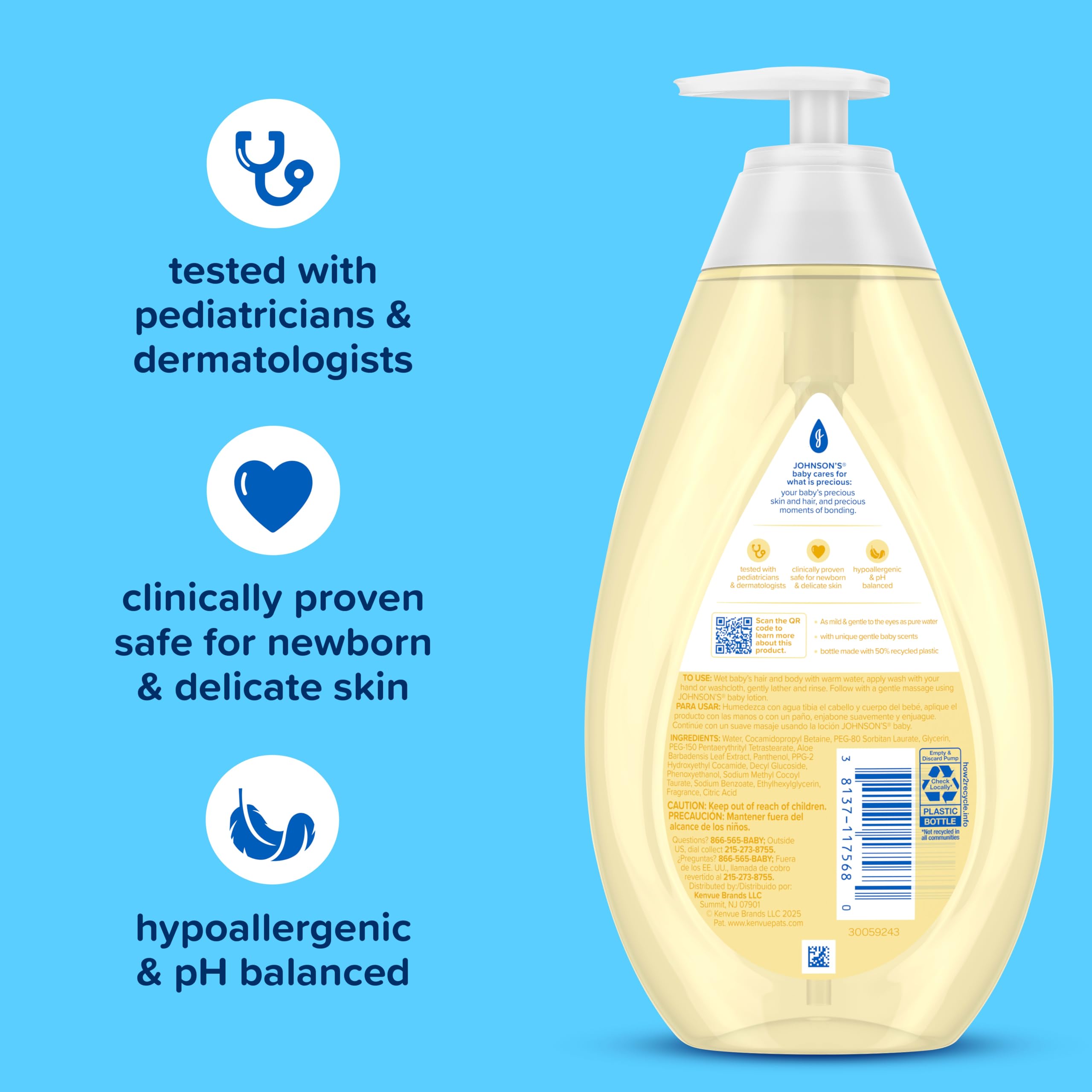 Johnson's Baby Head-to-Toe Wash & Shampoo, Tear Free, 27.1 fl. oz