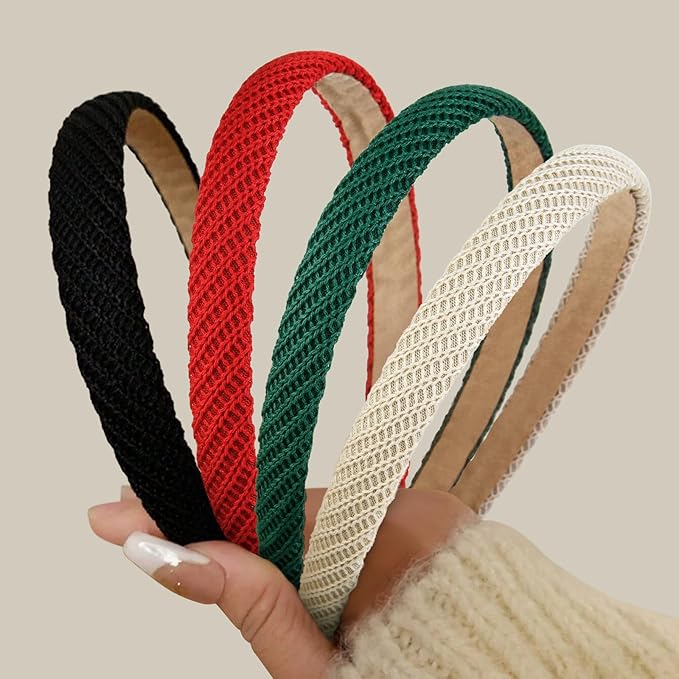 AIBFRID Headbands for Women Non Slip Thin Knitted Hairbands Trendy Headband for Women's Hair Cute Fashion Hair Accessories 4 PCS