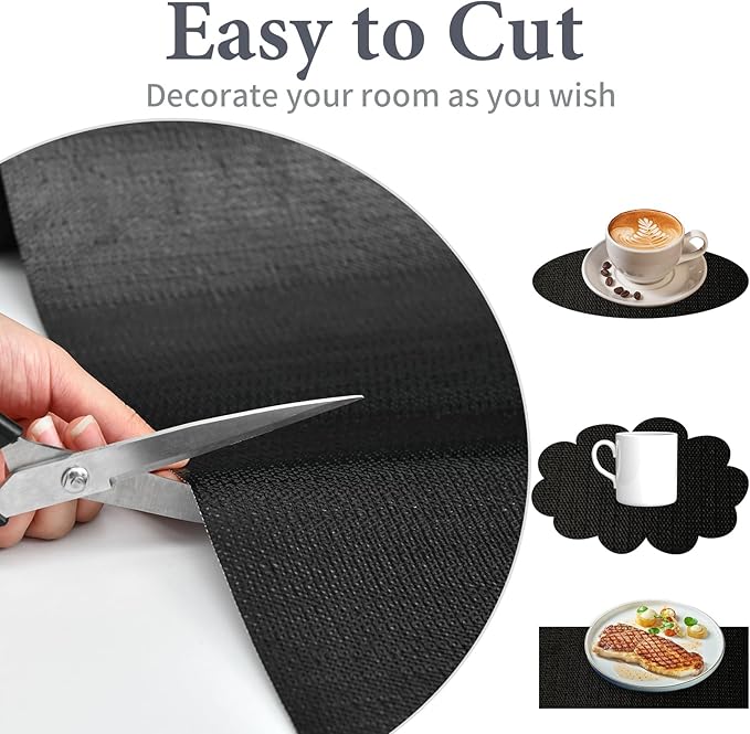 Shelf Liners for Kitchen Cabinets 17in x 30FT, Non Adhesive Drawer Liner Pure Black Thickened Shelf Liner Non-Slip Easy to Clean for Tool Box Refrigerator with Knife and Tape Measure