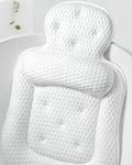 Bath Pillows for Tub, Comfortable Bathtub Cushion for Head and Neck with Soft 3D Mesh Fabric and 54 Non-Slip Suction Cups, Relaxing Tub and Shower Accessories Spa Gift White Extra Thick