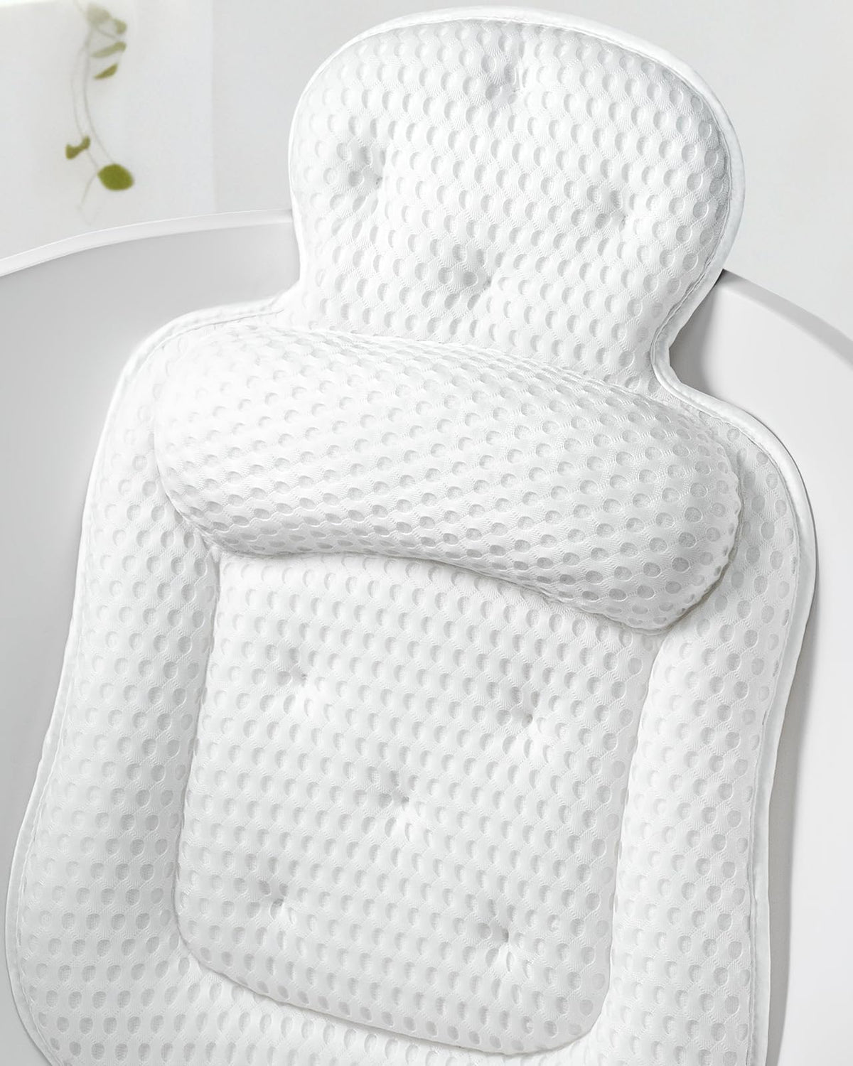 Bath Pillows for Tub, Comfortable Bathtub Cushion for Head and Neck with Soft 3D Mesh Fabric and 54 Non-Slip Suction Cups, Relaxing Tub and Shower Accessories Spa Gift White Standard