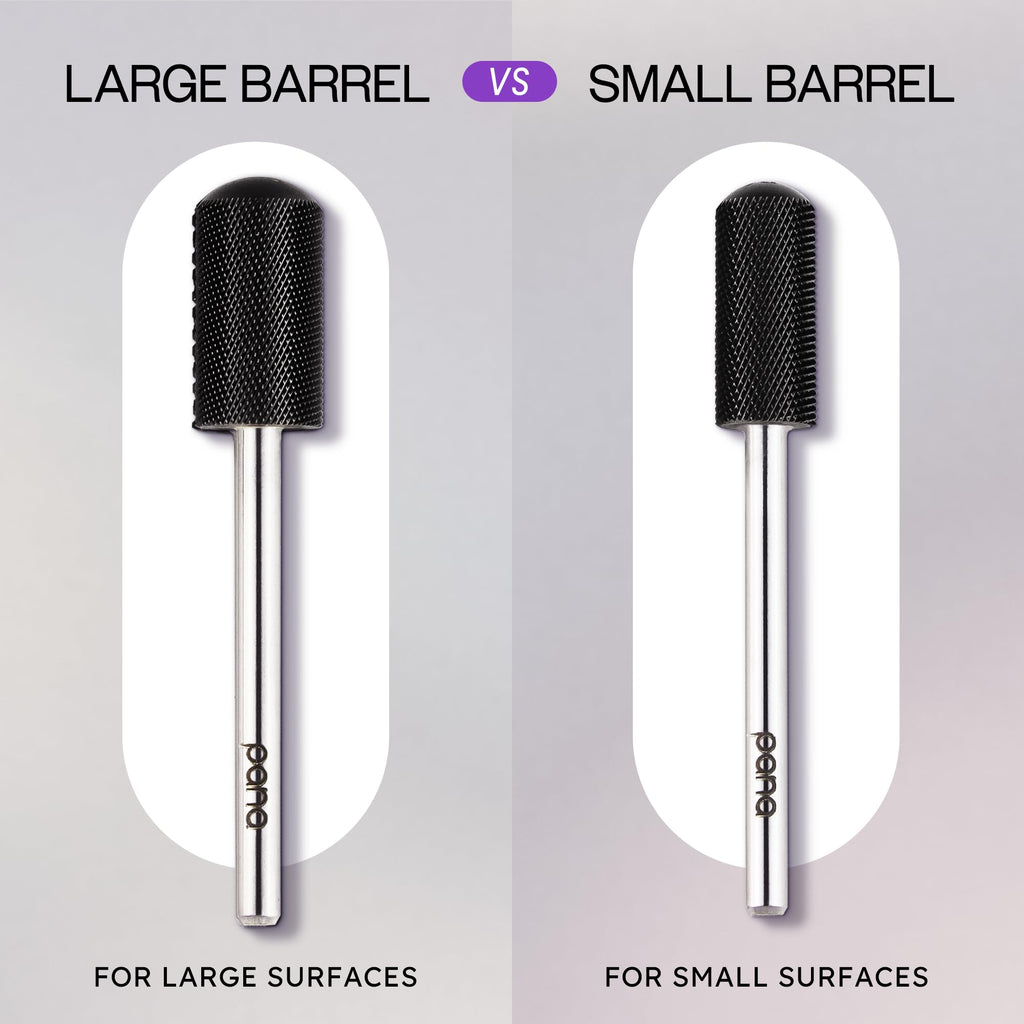 PANA 3/32" Large Smooth Round Top Safety Carbide Nail Drill Bit for Gel Polish & Acrylic Removal Nail Salon Manicure Pedicure Electric File Tools (Large Barrel - DLC Black, Extra Fine)