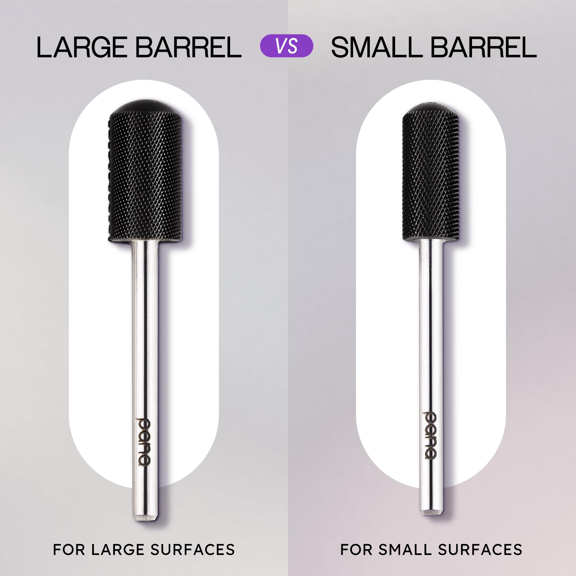 PANA 3/32" Large Smooth Round Top Safety Carbide Nail Drill Bit for Gel Polish & Acrylic Removal Nail Salon Manicure Pedicure Electric File Tools (Large Barrel - DLC Black, Extra Fine)