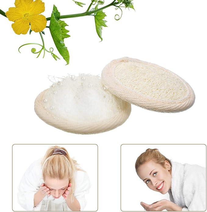 18 Packs Exfoliating Loofah Sponge Pads Mini Facial Body Bath Shower Loofah Sponge Pad Natural Exfoliating Scrubber Brush for Women Men