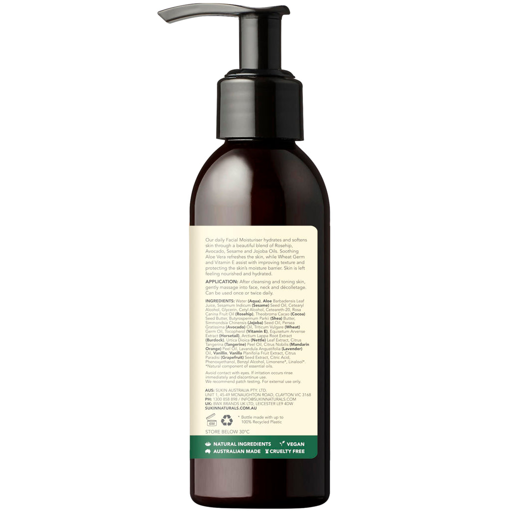 Sukin Facial Moisturizer, Hydrating – Signature Face Lotion with Aloe Vera, Rosehip Oil & Shea Butter for Rejuvenating Dry Skin, Signature Scent, 4.23 Oz