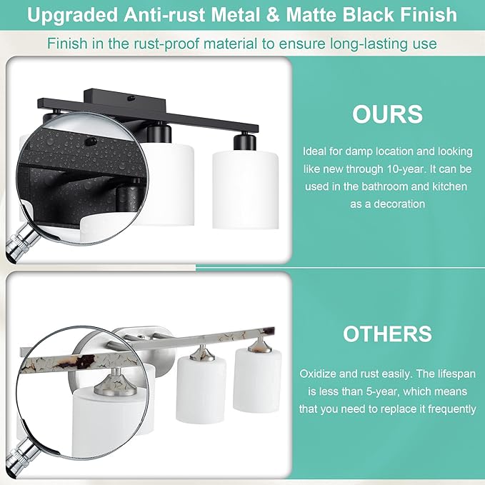 Dekang Black Bathroom Light Fixtures Over Mirror 18 Inches