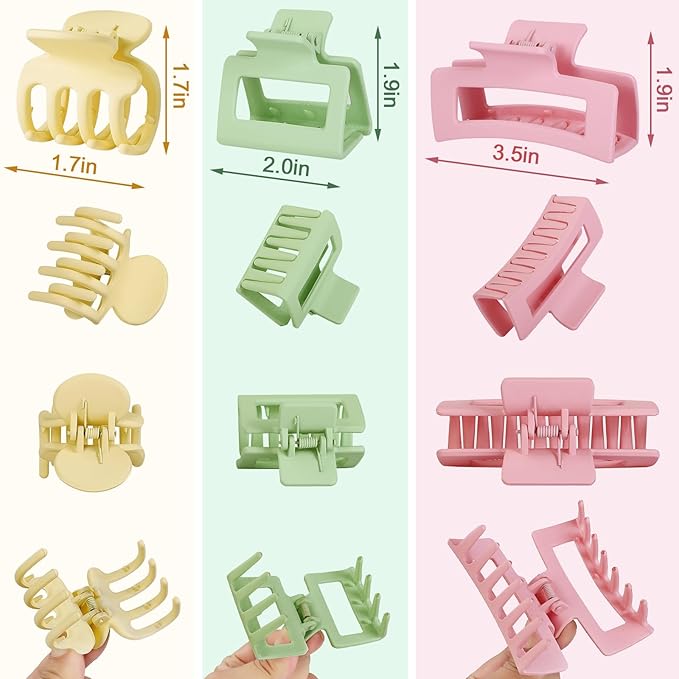 SMKSL 3 Styles Hair Clips for Women Small Medium Big Claw Clips for Thin Thick Hair 12 Pcs Hair Claw Clips Hair Clips Combination Hair Accessories for Women (Colorful)