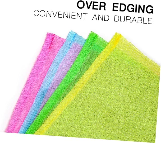 GALPADA 4pcs Exfoliating Shower Scrubber Back Washer Strap for for Hard Reach Areas Comfortable and Flexible Bath Accessory for All Skin Types