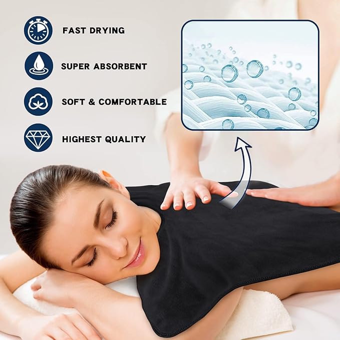 SINLAND Microfiber Esthetician Towels for Facials Mask Removing Face Wrap Soft Facial Cloth with Split Design Spa Towels for Facial Steam Massage and Cleansing 20x15.7inch