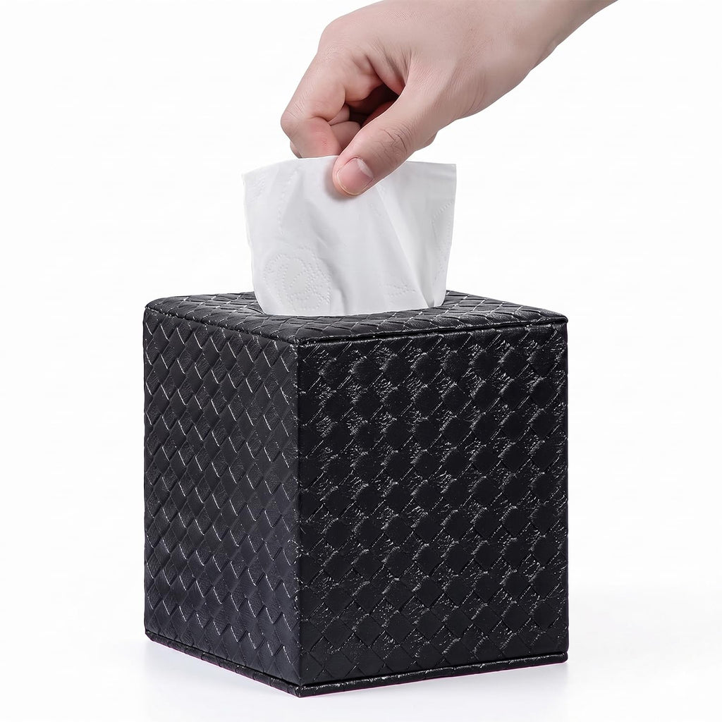 Black Tissue Box Cover, Square, Tissue Box Holders for Bathroom Accessories