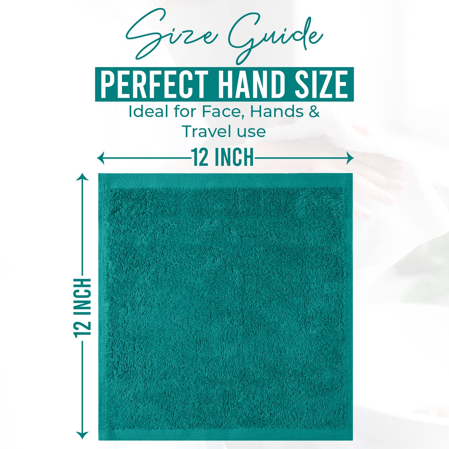 DAN RIVER 12 Pack Cotton Wash Cloths Set for Showering [12x12] Teal