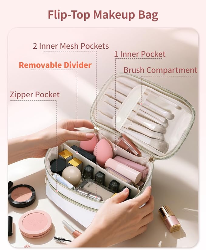 Wandering Nature Makeup Bag, Women Travel Make Up Vanity Case with Handle