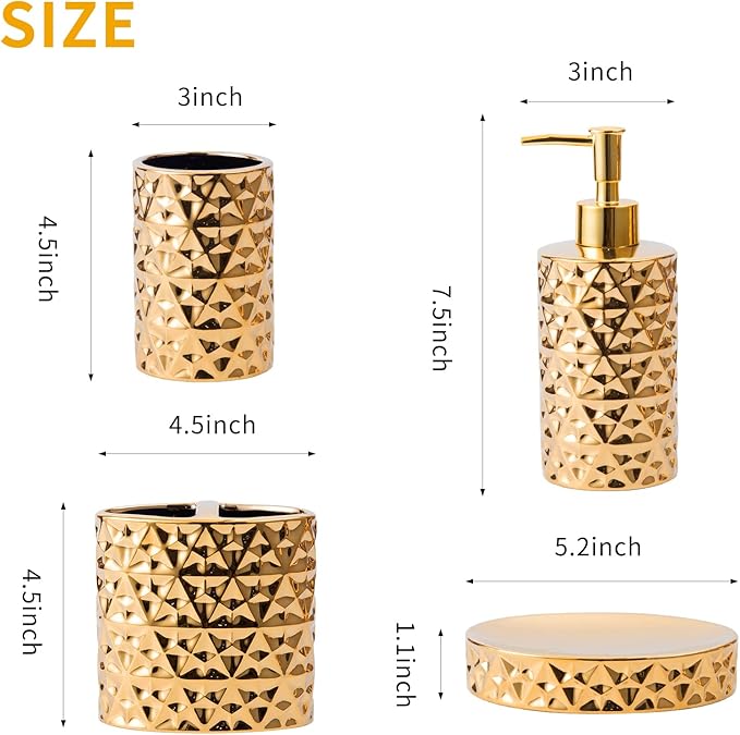 Goldenr Ceramic Bathroom Accessories Set Complete, Modern Decor,4PCS