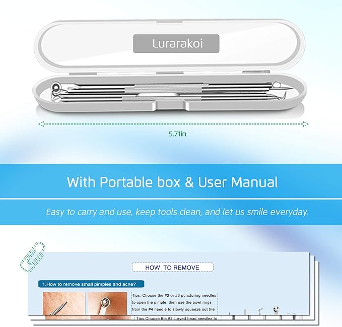 Premium Blackhead Remover, Comedone Blemish Acne Extractor,Popping Pimple Popper Whitehead Removal, Precision Tweezers, Zit Removing, Milia Remove