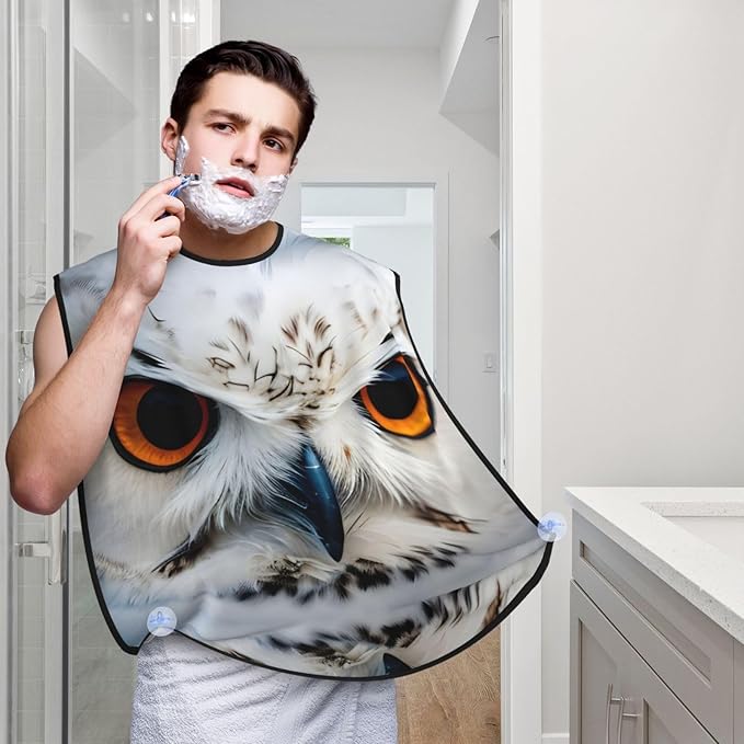Black And White Marble Texture Print Beard Bib Shaving Apron, Beard Hair Trimming Cape Gift For Dad