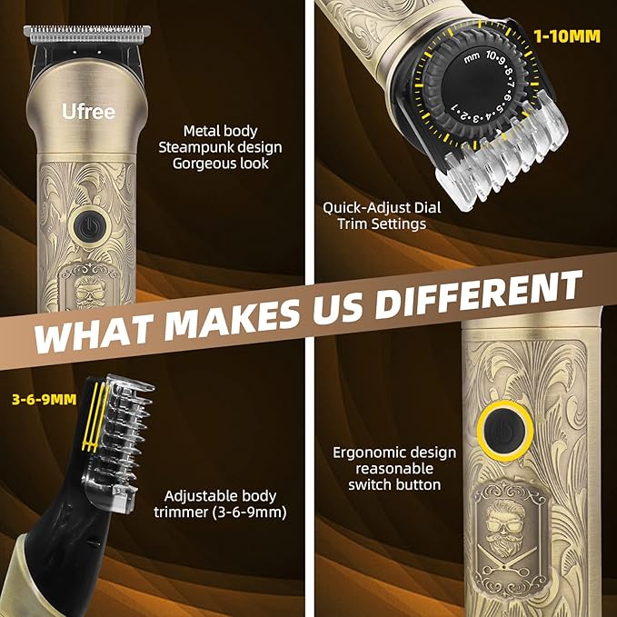 Ufree 7-in-1 Beard Trimmer for Men, Electric Razor Shaver, Men Grooming Kit