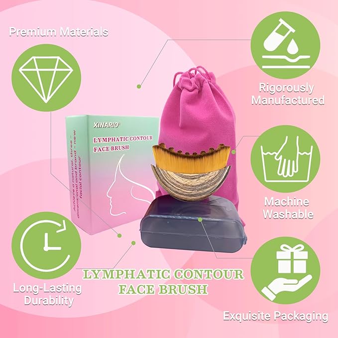 2 Pack Lymphatic Contour Face Brush - Manual Lymphatic Drainage Massager for Sculpting & Lifting, Ergonomic Facial Cleanser for Morning De-puffing & Skincare Absorption, Portable Travel Gift for Women