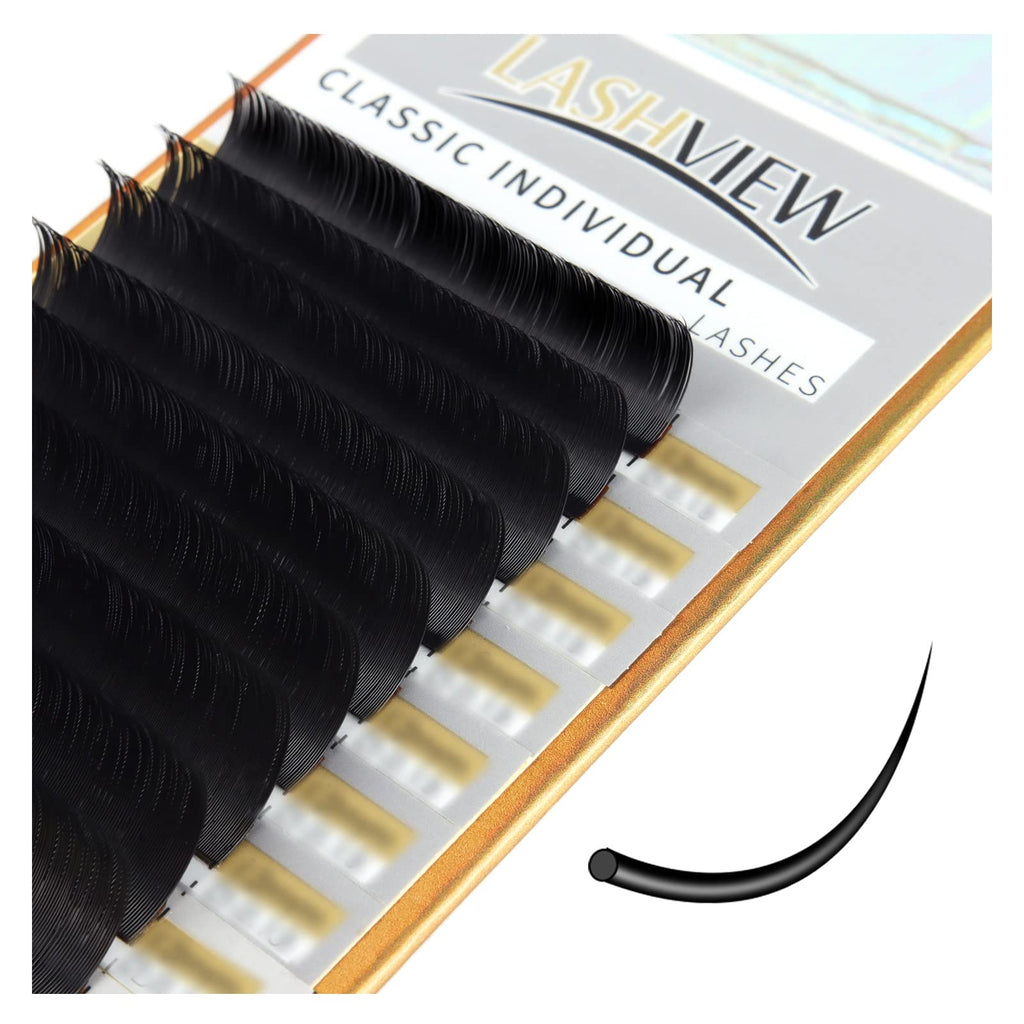 LASHVIEW Eyelash Extensions,Individual Lashes, Premium Single &Classic Lashes,0.18 Thickness C Curl 15-20mm Mixed Tray,Natural Semi Permanent Eyelashes,Soft Application-Friendly,Mink Lashes