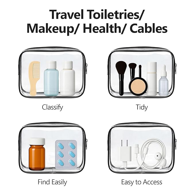 PACKISM TSA Approved Toiletry Bag - Clear Makeup Bag for Travel, Black