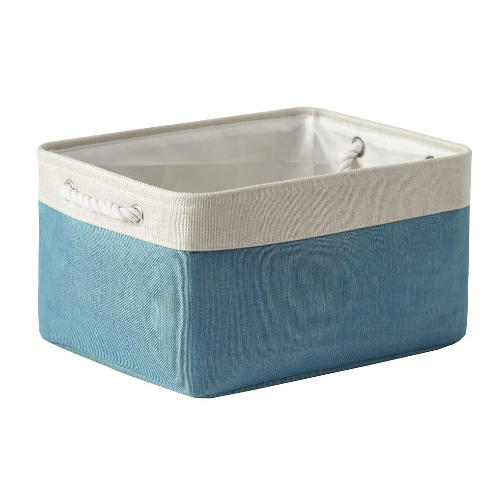 TheWarmHome Fabric Storage Bin with Handles,Storage Basket for Home Storage and Organization, Shelf Basket with Cover for Living Room Bedroom Closet（White & Green Large,15.7L*11.8W*8.3H