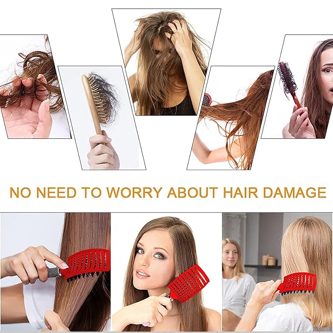 Magical Ultra Detangling Brush for Wet or Dry Hair, Detangler Brush, Fast Drying Styling Massage Hairbrush for Men, Women and Kids (Rainbow)