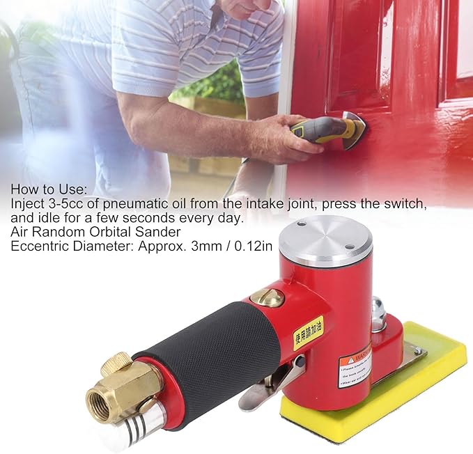 Jadeshay Mini Orbital Sander, High Power Air Sander with Air Filter Random Orbital Pneumatic Sander Polisher for Auto Body Work Furniture Wood Metal Surface