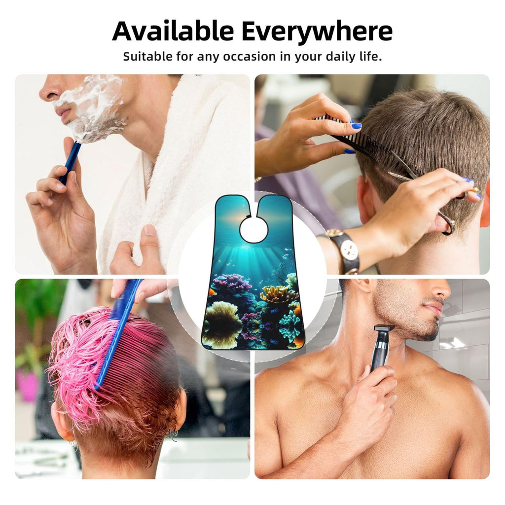 YQxwJL Underwater Scenery Print Beard Bib Shaving Apron, Beard Hair Trimming Cape Gift For Dad