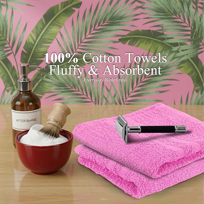 STF Linen Hand Towels (Pack of 40) Pink Economy Towels Salon Towels - 100% Cotton Spa Towel – 16 x 27 Inches Highly Absorbable, Facial, Gym, Hair, Face Towels Bulk