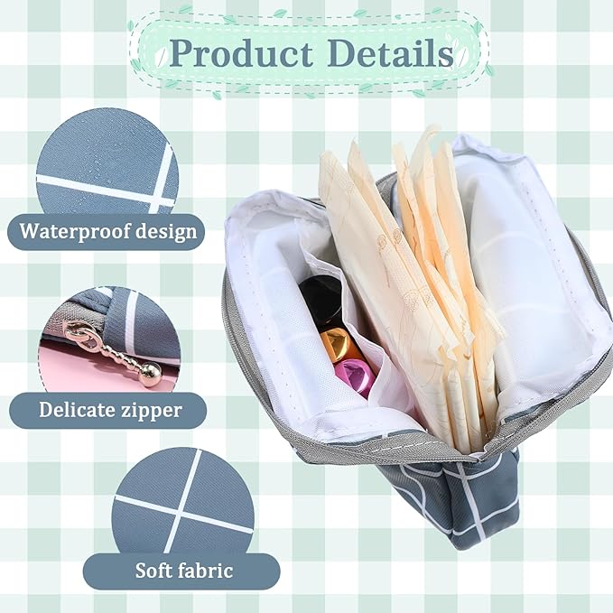 LIQWEI 4 Pcs Sanitary Napkin Storage Bags, Period Bag, Portable Menstrual Cup Pouches Nursing Pad Holder Tampon Bags for Girls&Women