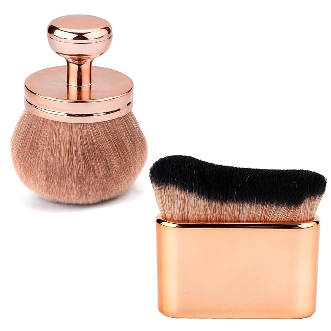 YOUDMEARUD 2pcs Extra Large Body Makeup Brush For Self Tanner, Self Tanner Applicator Foundation, Oval Self Tanning Blend Brush Kabuki Brush, Tan Legs Arms Face Body (Rose Gold)