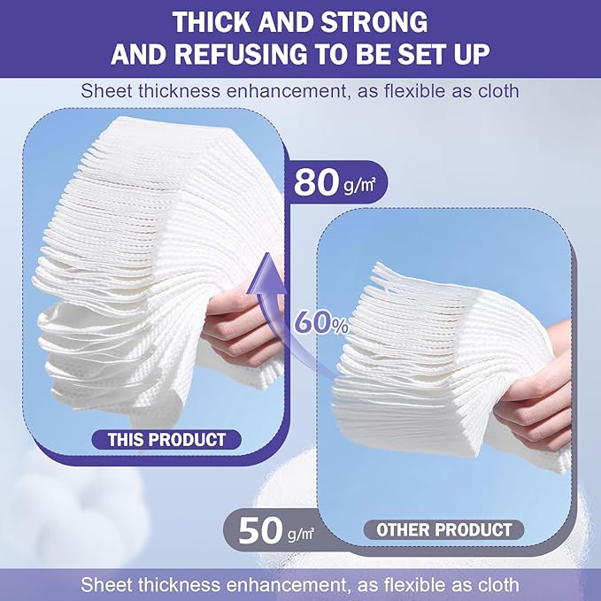 Face Towels, Disposable Face Towelette, Makeup Remover Dry Wipes 50 Count, Soft Cotton Dry Wipes Facial Cloths Towelettes for Washing and Drying, Facial Tissue for Cleansing, Skincare